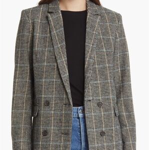 Rails Cody Houndstooth Check Double Breasted Blazer, Sand Ash Houndstooth